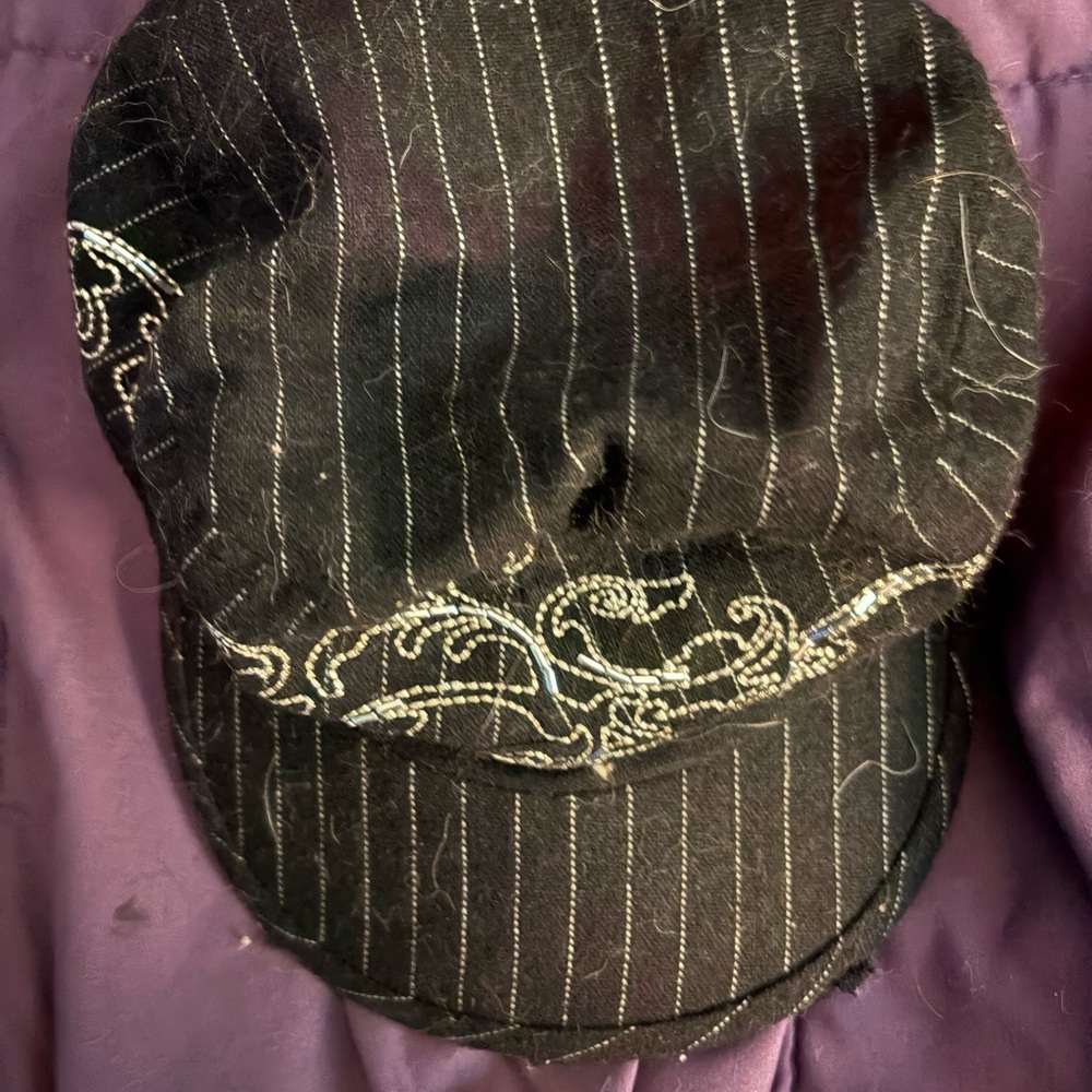 Black Pinstripe Cap with Embroidery